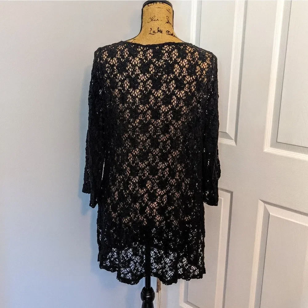 Black lace swim coverup